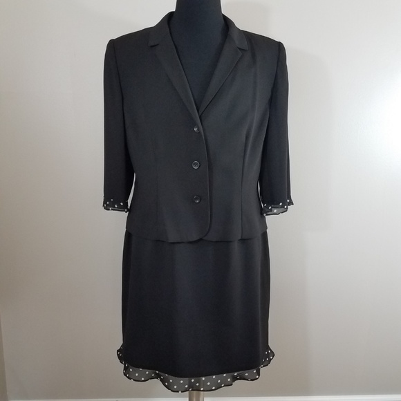 Darren Warren New York Dresses & Skirts - D.W. Studio Black Suit with Polka Dot Sleeve/Hem